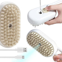 3-in-1 Steam Brush with Steamer - Suitable for Cats, Dogs and All Pets (White)